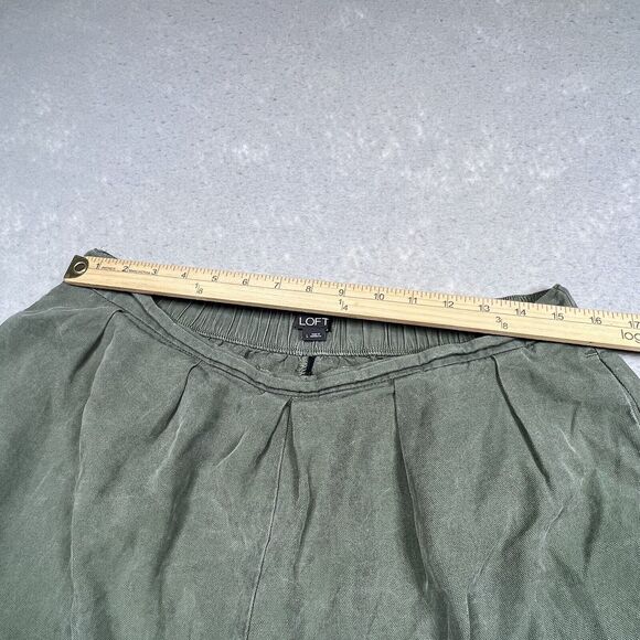 Loft Womens Large Green Wide Leg Cropped Palazzo Pull On Pleated High Rise Pant - Picture 6 of 12